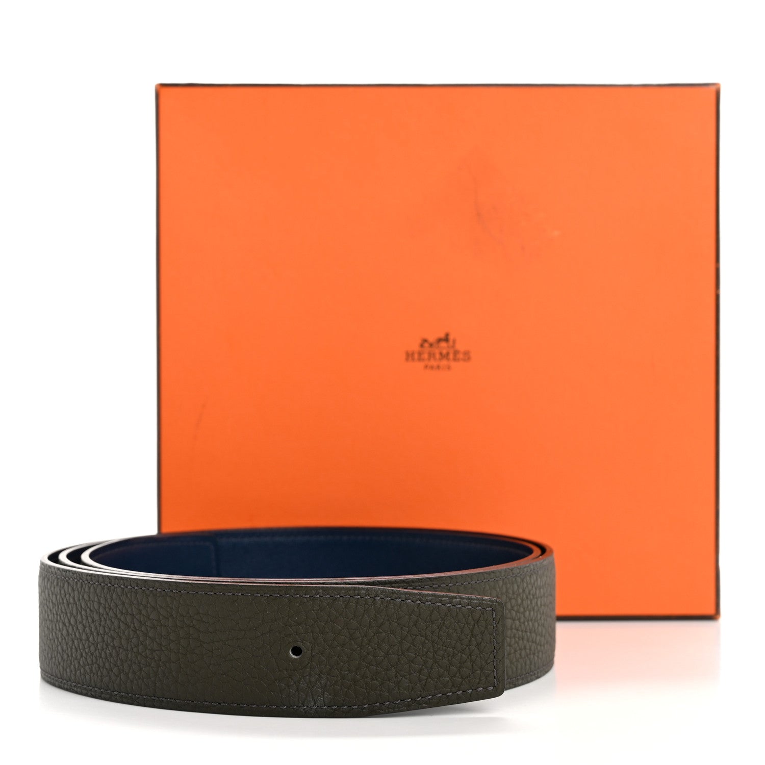 Hermes Box Togo 38mm Belt Strap 110 44 Bleu Saphir Etain 7 of 7