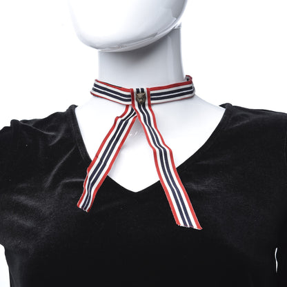 Gucci Grosgrain Web Feline Neck Bow Blue Red White 2 of 6