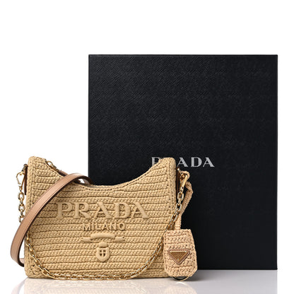 Prada Yarn Raffia Effect Crochet Mini Re-Edition 2000 Shoulder Bag Naturale 9 of 9