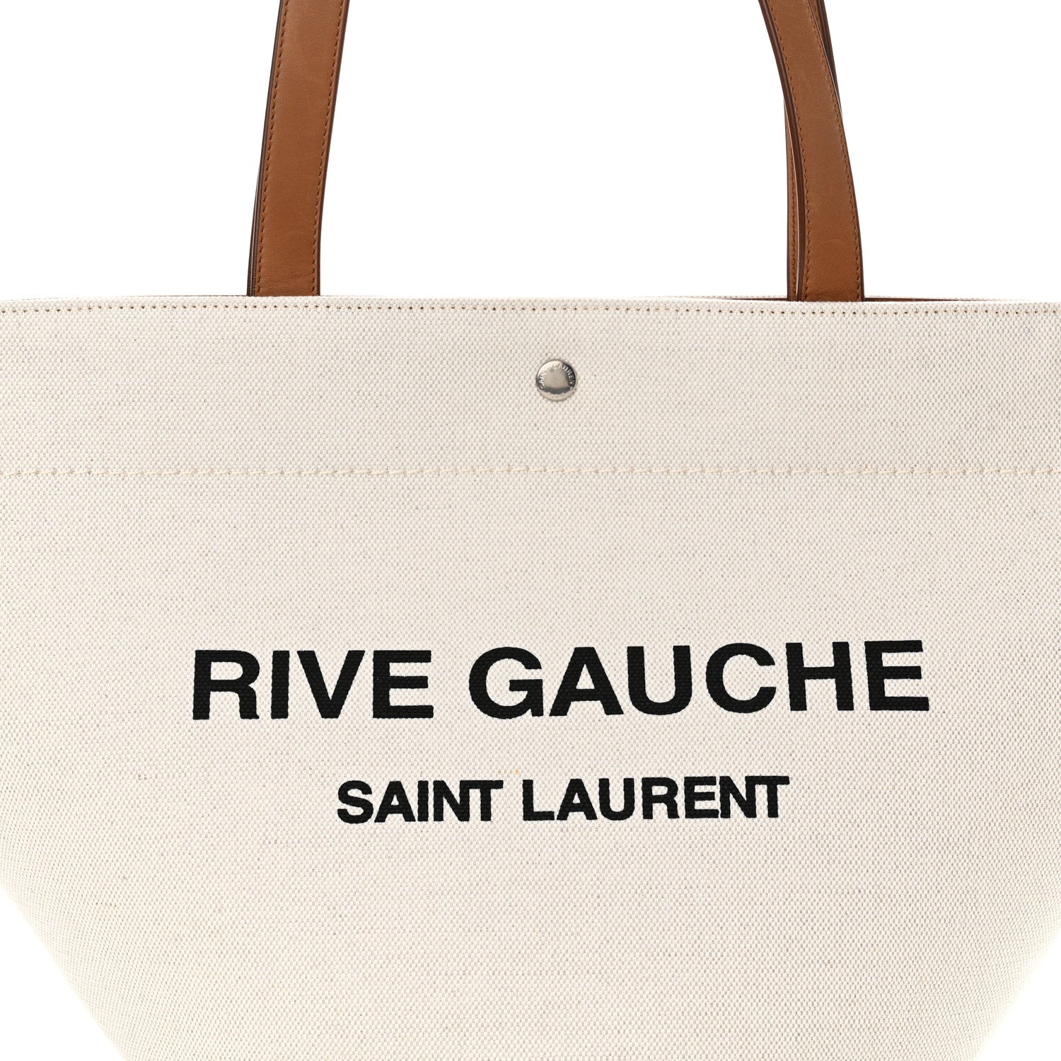 Saint Laurent Canvas Calfskin Rive Gauche Trapezoid Tote Beige 8 of 11