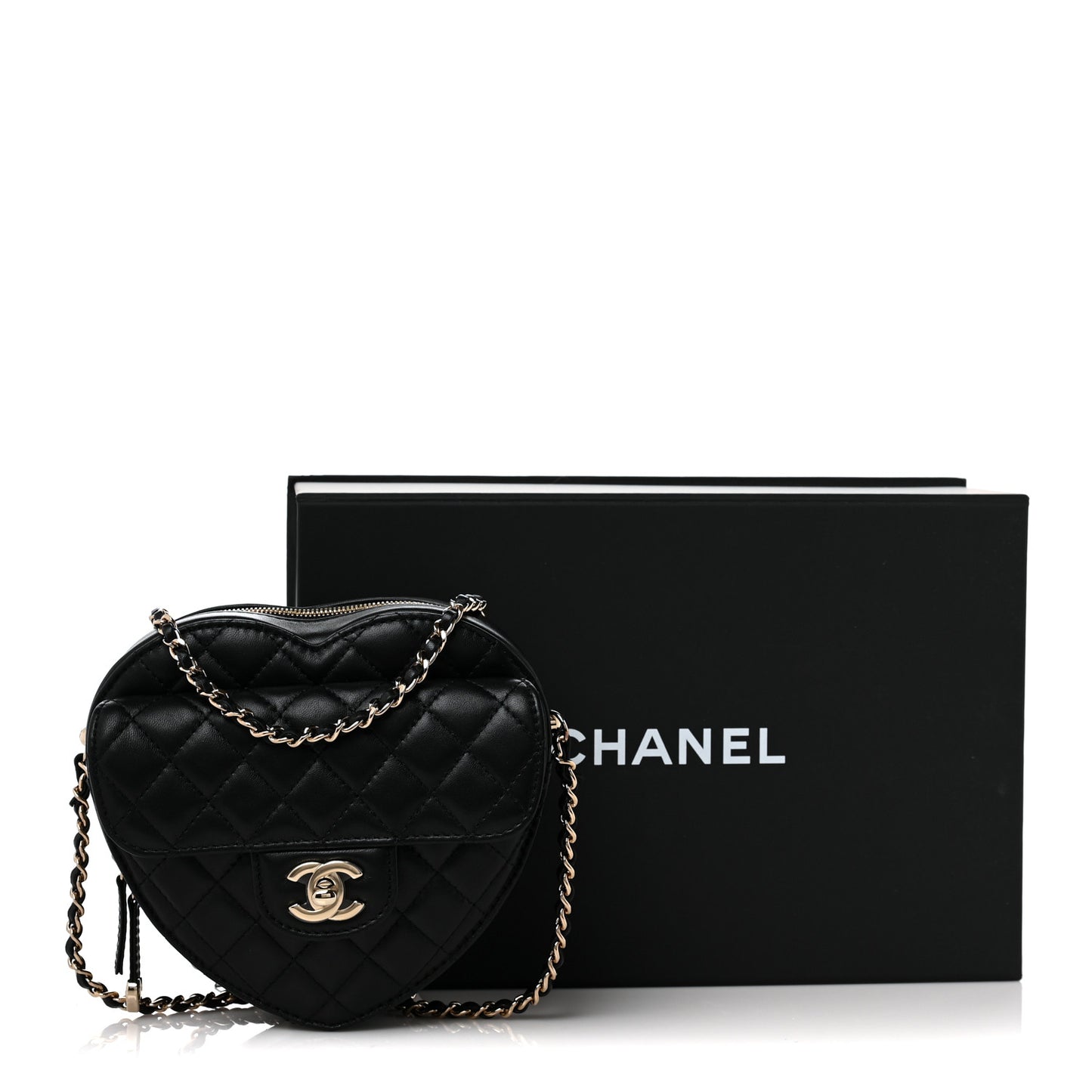 Lambskin Quilted CC In Love Heart Bag Black