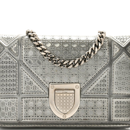 Christian Dior Metallic Patent Micro-Cannage Baby Diorama Flap Bag Silver 7 of 9