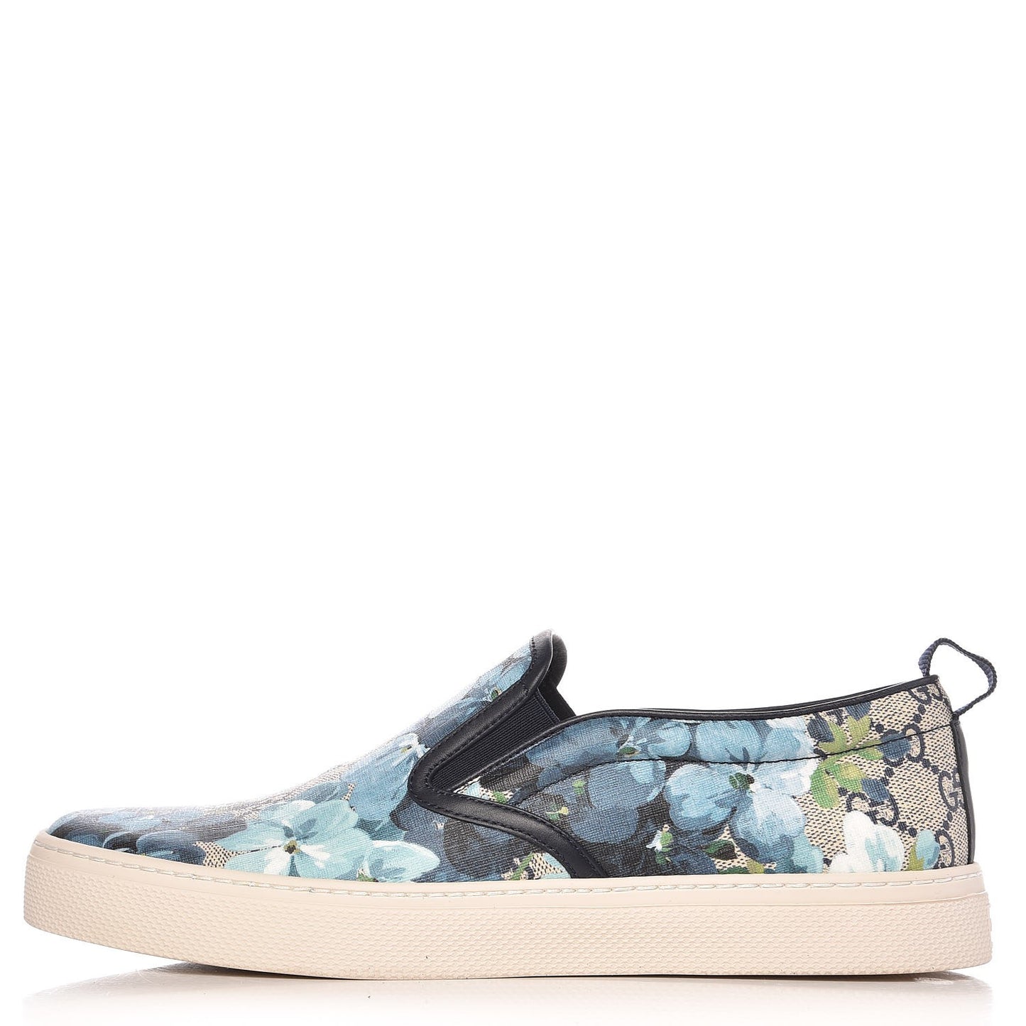 GG Supreme Monogram Blooms Mens Dublin Slip On Sneakers 7 Beige Blue Navy