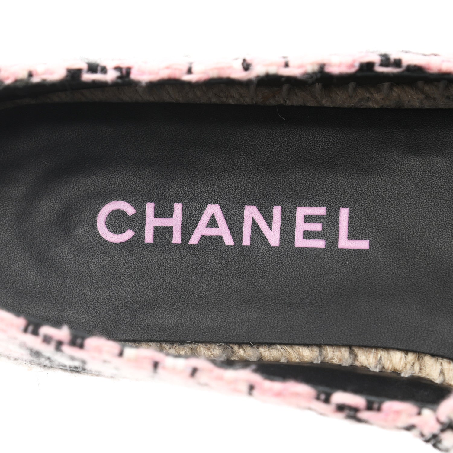 Chanel Tweed Lambskin CC Espadrilles 37 Pink Black 8 of 9