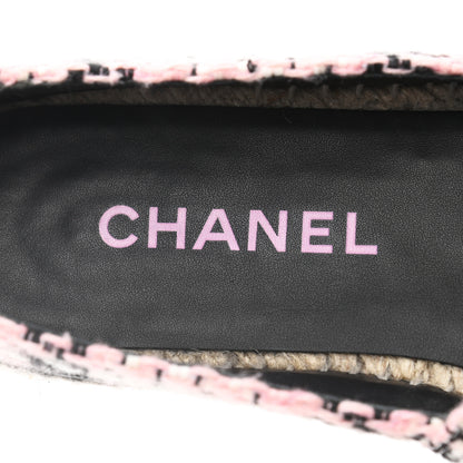 Chanel Tweed Lambskin CC Espadrilles 37 Pink Black 8 of 9