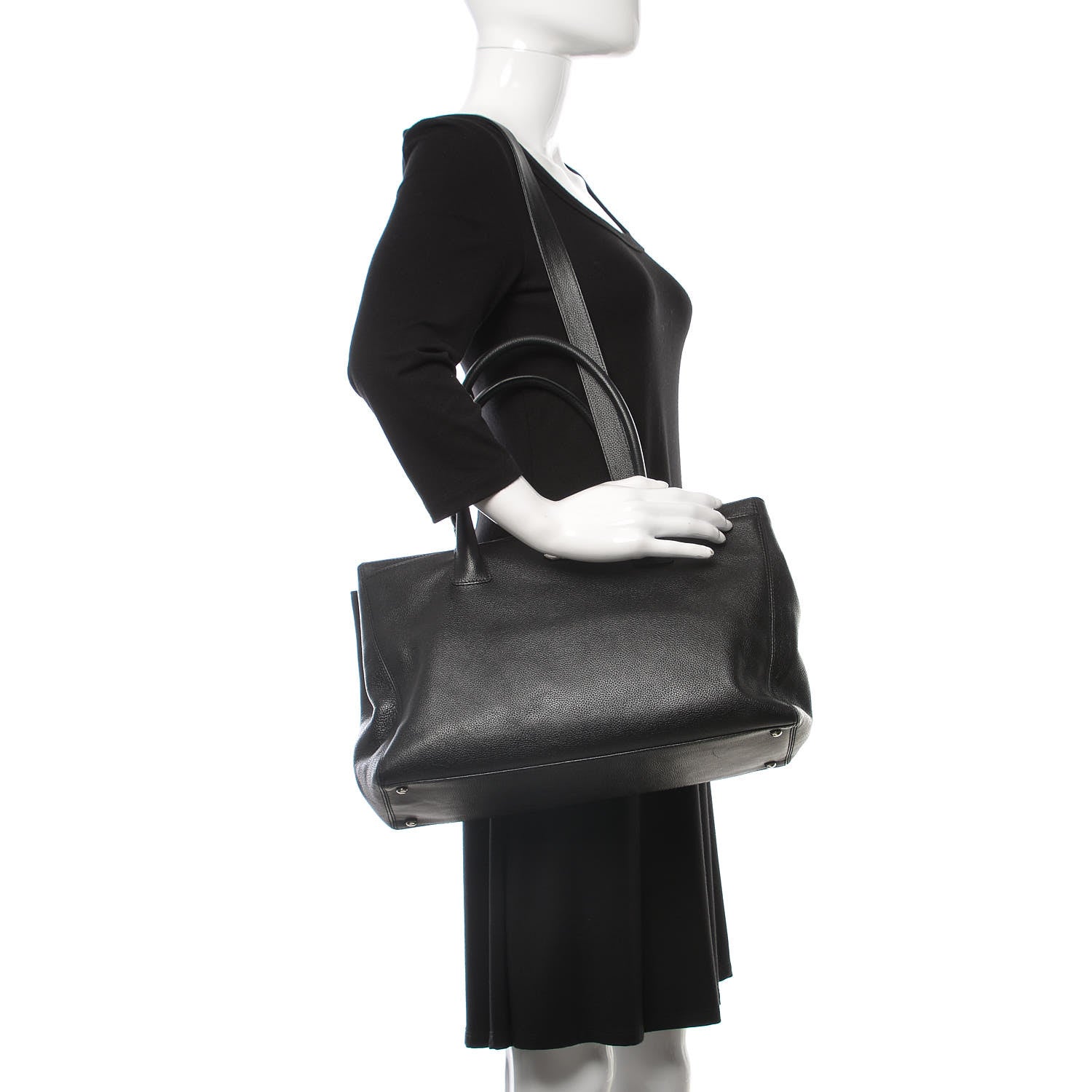 Chanel Calfskin Cerf Executive Shopper Tote Black 2 of 7