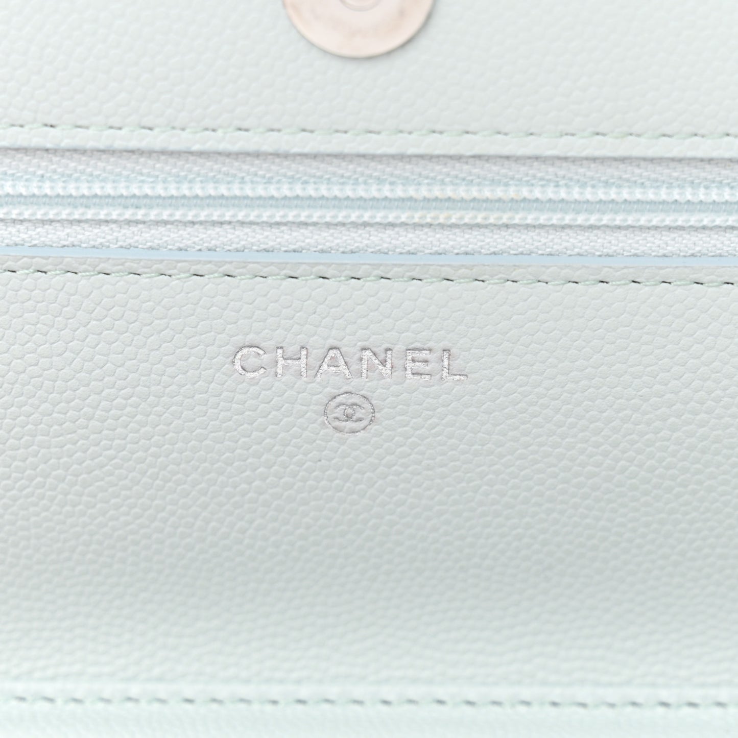 Caviar Quilted Wallet on Chain WOC Light Blue