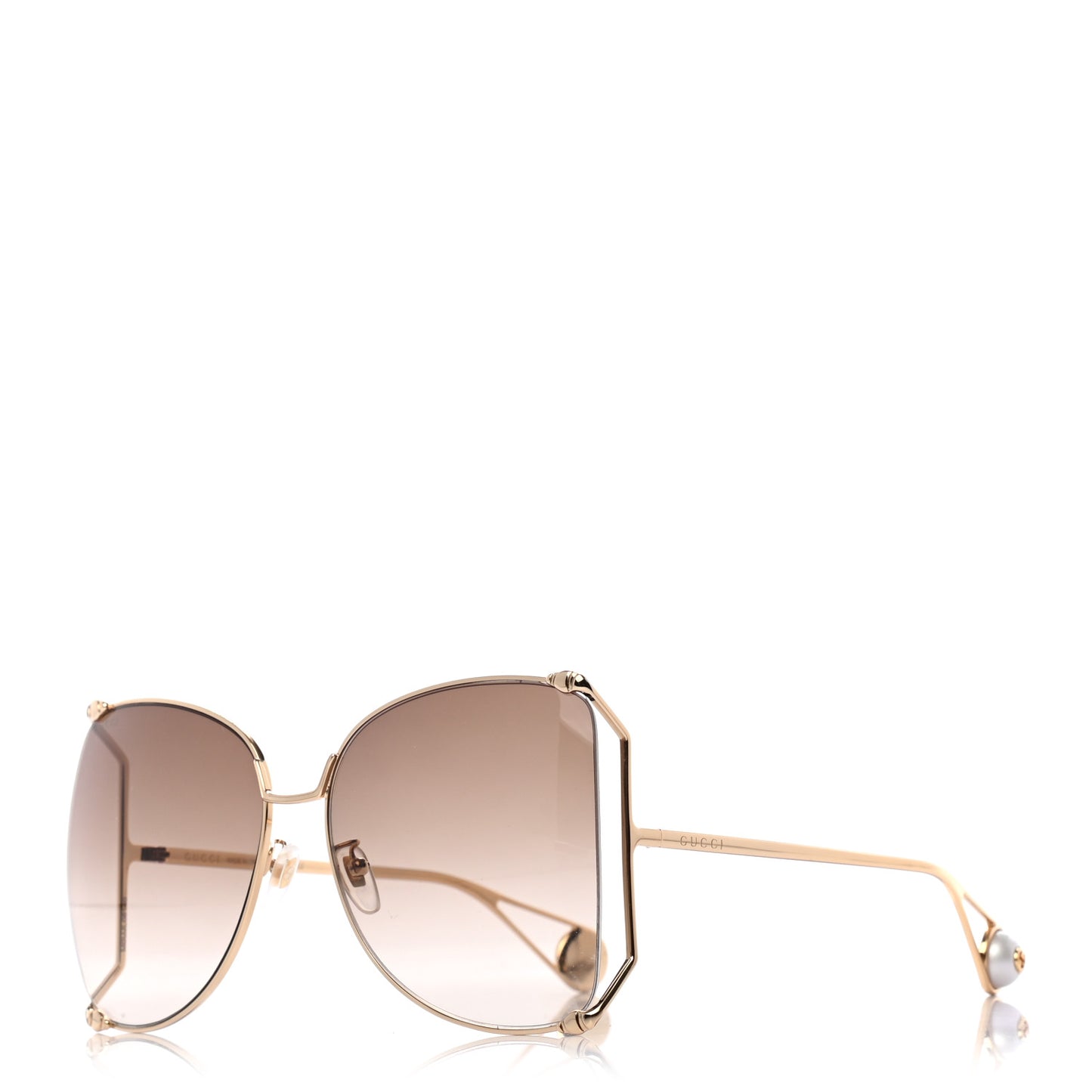 Oversized Round Sunglasses GG0252S Gold Brown