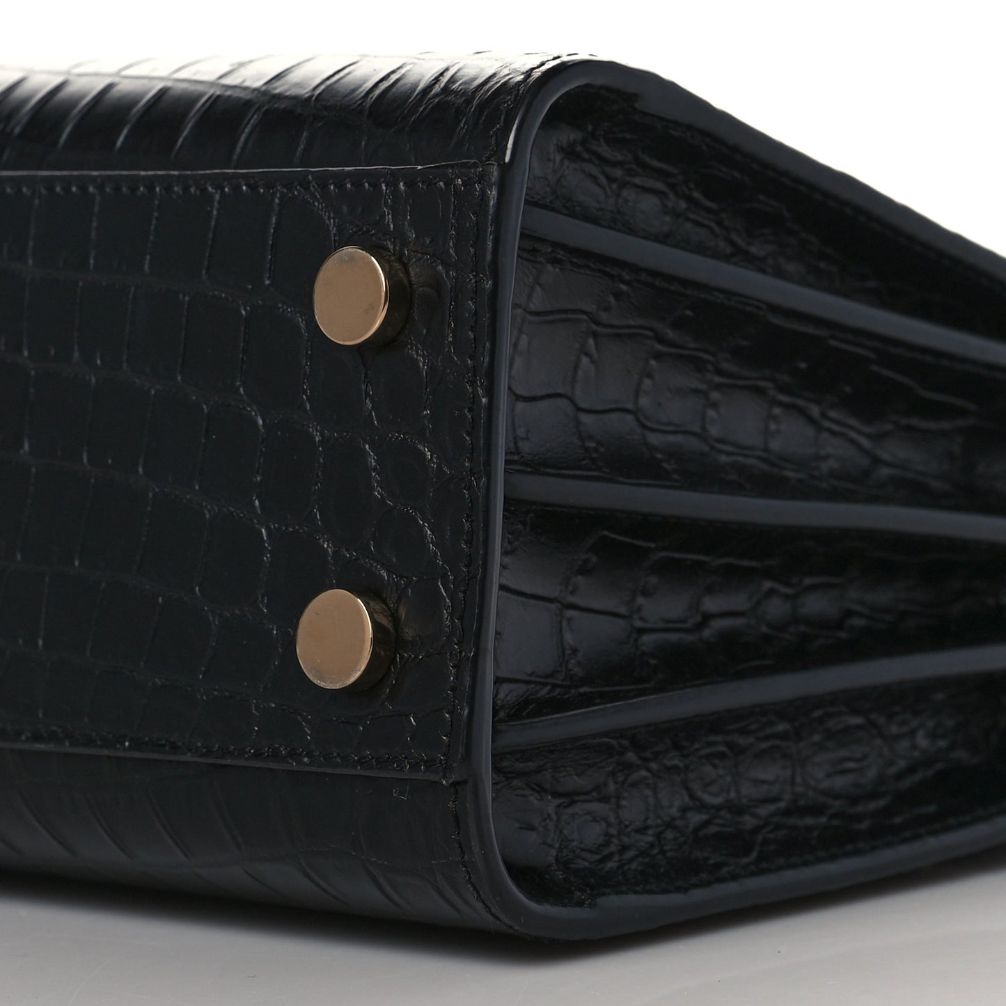 Calfskin Crocodile Embossed Nano Sac De Jour Black
