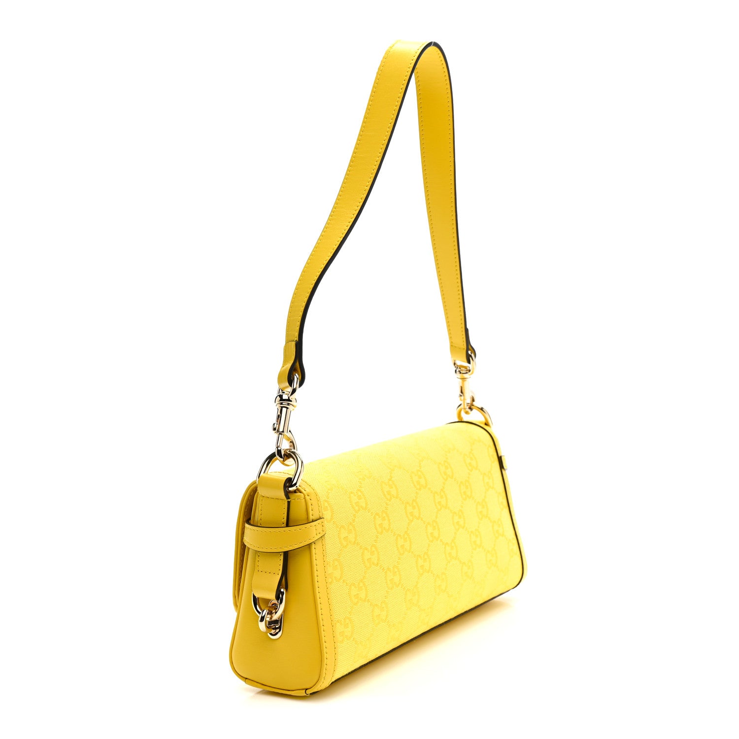 Gucci GG Monogram Textured Dollar Calfskin Small Luce Shoulder Bag Yellow 4 of 21