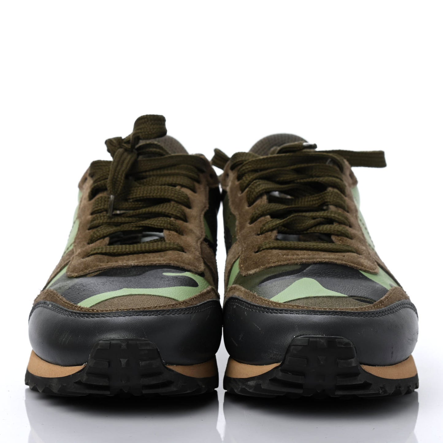 Nappa Suede Camouflage Womens Rockrunner Sneakers 38 Green Multicolor