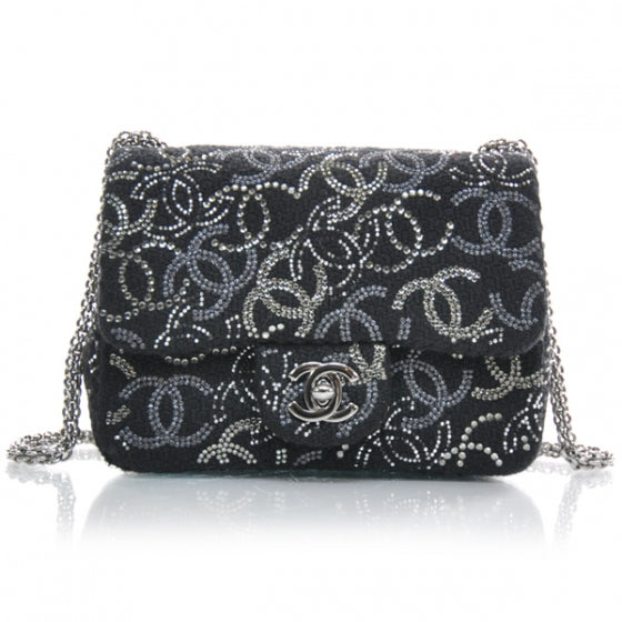 Tweed Pudong Strass Mini Flap