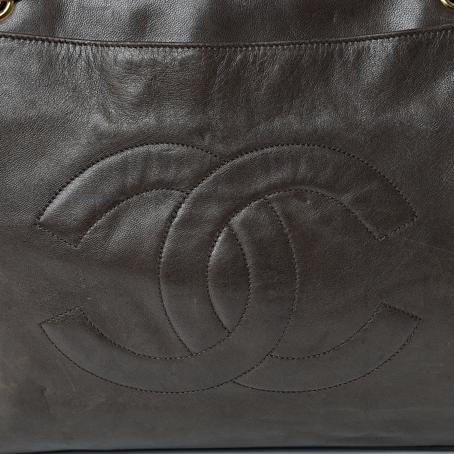 Chanel Lambskin CC Tote Brown 7 of 10