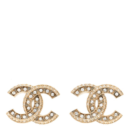 Chanel Crystal Timeless CC Earrings Light Gold 1 of 6