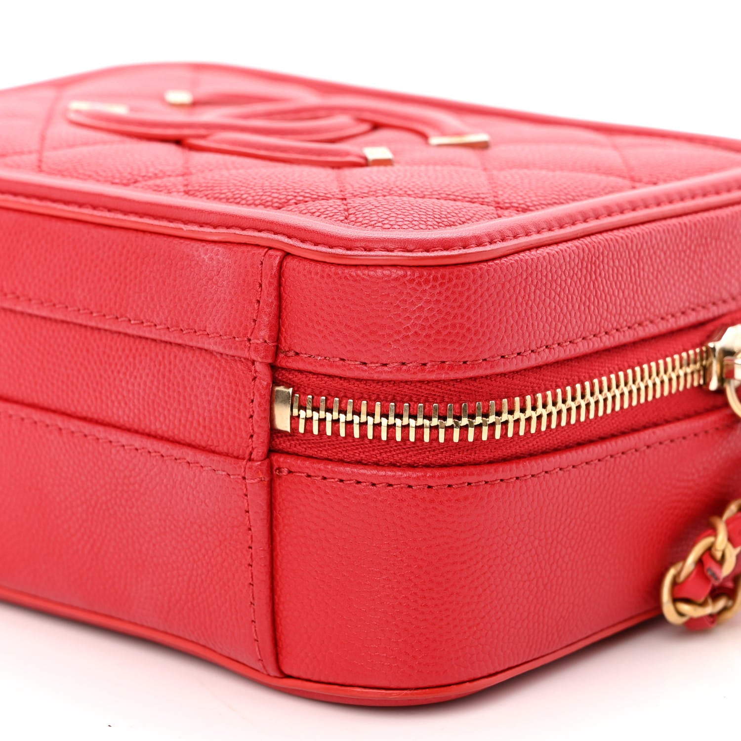 Chanel Caviar Quilted Small CC Filigree Vanity Case Red 9 of 9