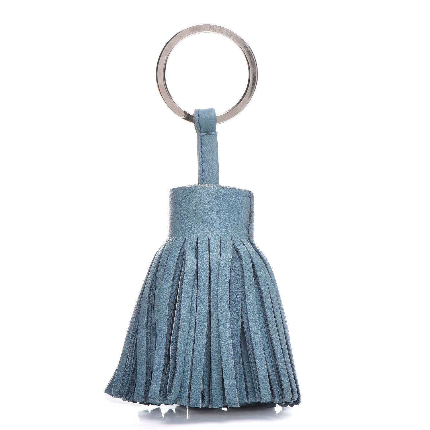 Hermes Lambskin Carmen Tassel Key Holder Blue Jean 1 of 6