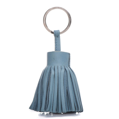 Hermes Lambskin Carmen Tassel Key Holder Blue Jean 1 of 6