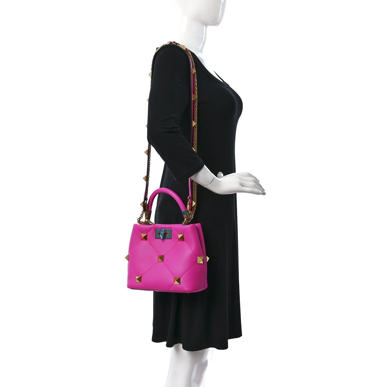 Valentino Garavani Nappa Small Roman Stud The Handle Bag Pink PP 2 of 8
