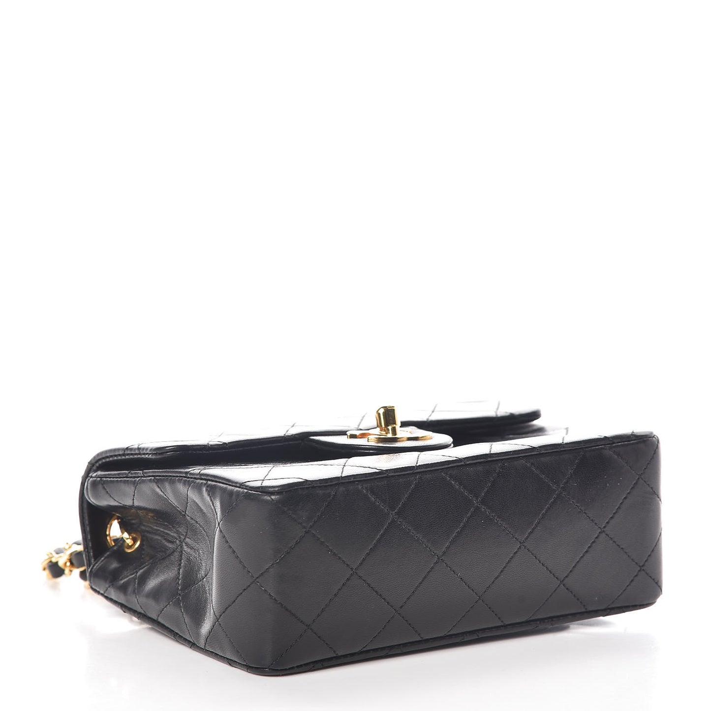 Lambskin Quilted Mini Square Flap Black