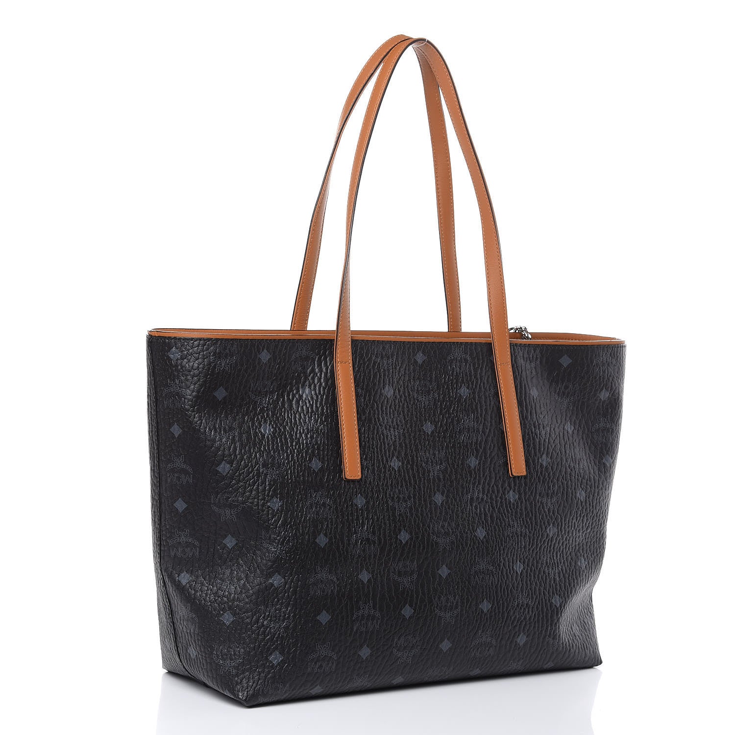 MCM Visetos Medium Anya Shopper Tote Black 3 of 8