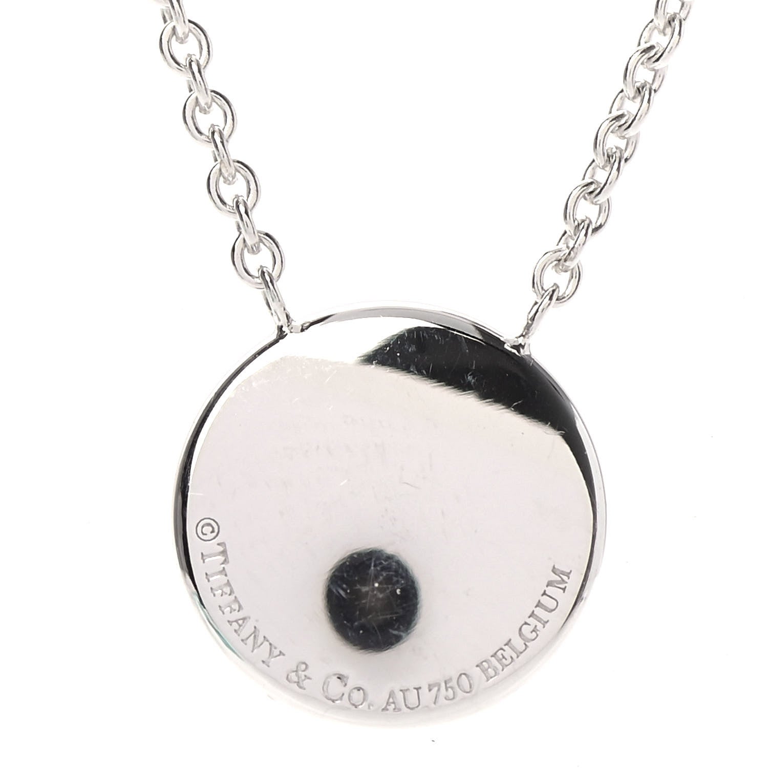 Tiffany 18K White Gold Diamond Metro Round Pendant Necklace 6 of 7
