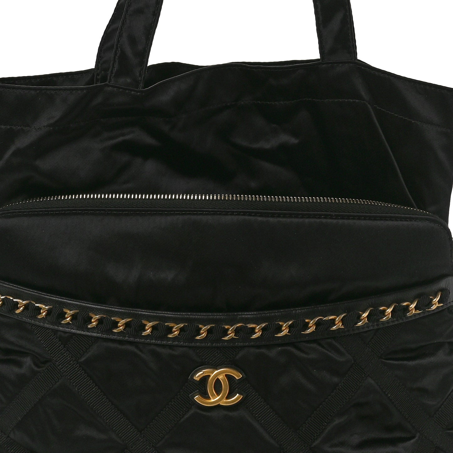 Nylon Grosgrain Large Lifestyle Pouch With Foldable Tote Black