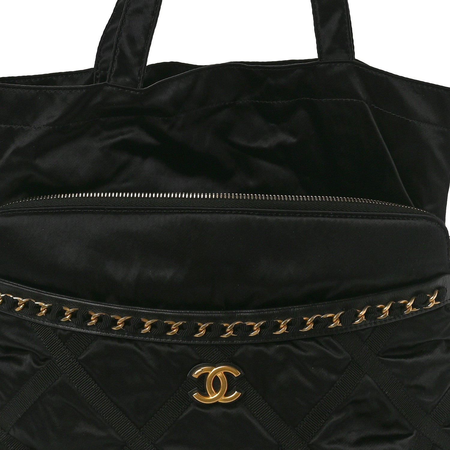 Chanel Nylon Grosgrain Large Lifestyle Pouch With Foldable Tote Black 8 of 10