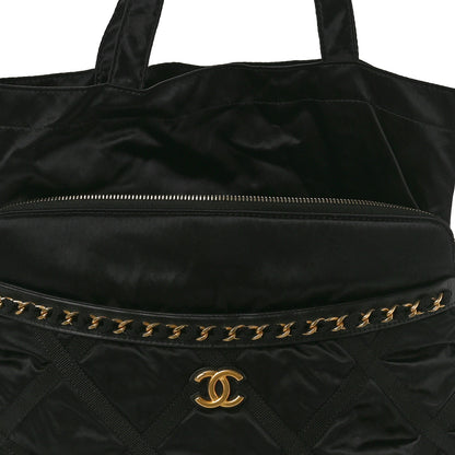 Chanel Nylon Grosgrain Large Lifestyle Pouch With Foldable Tote Black 8 of 10