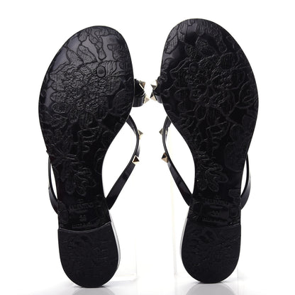 Valentino Garavani PVC Jelly Rockstud Bow Thong Sandals 39 Black 6 of 10