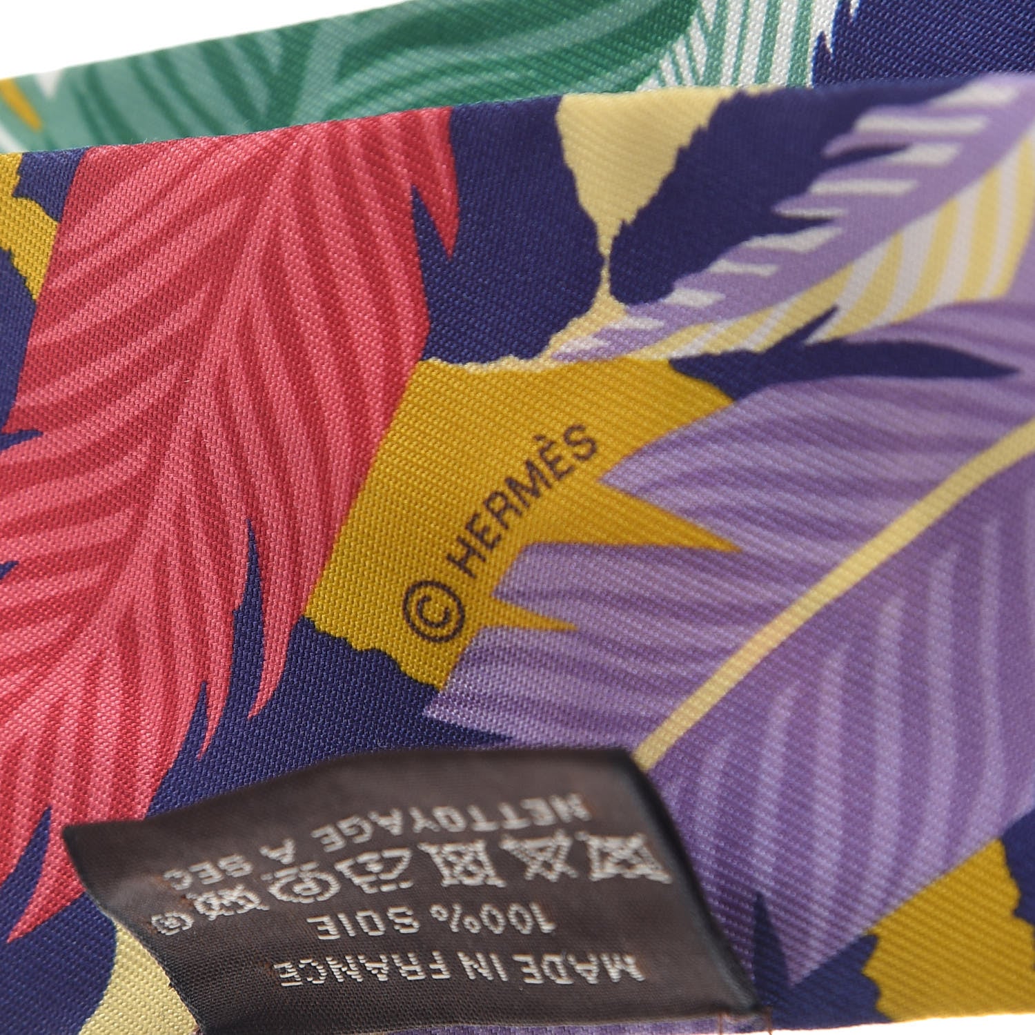 Hermes Silk Jaguar Quetzal Twilly Jaune Vert Mauve 4 of 4