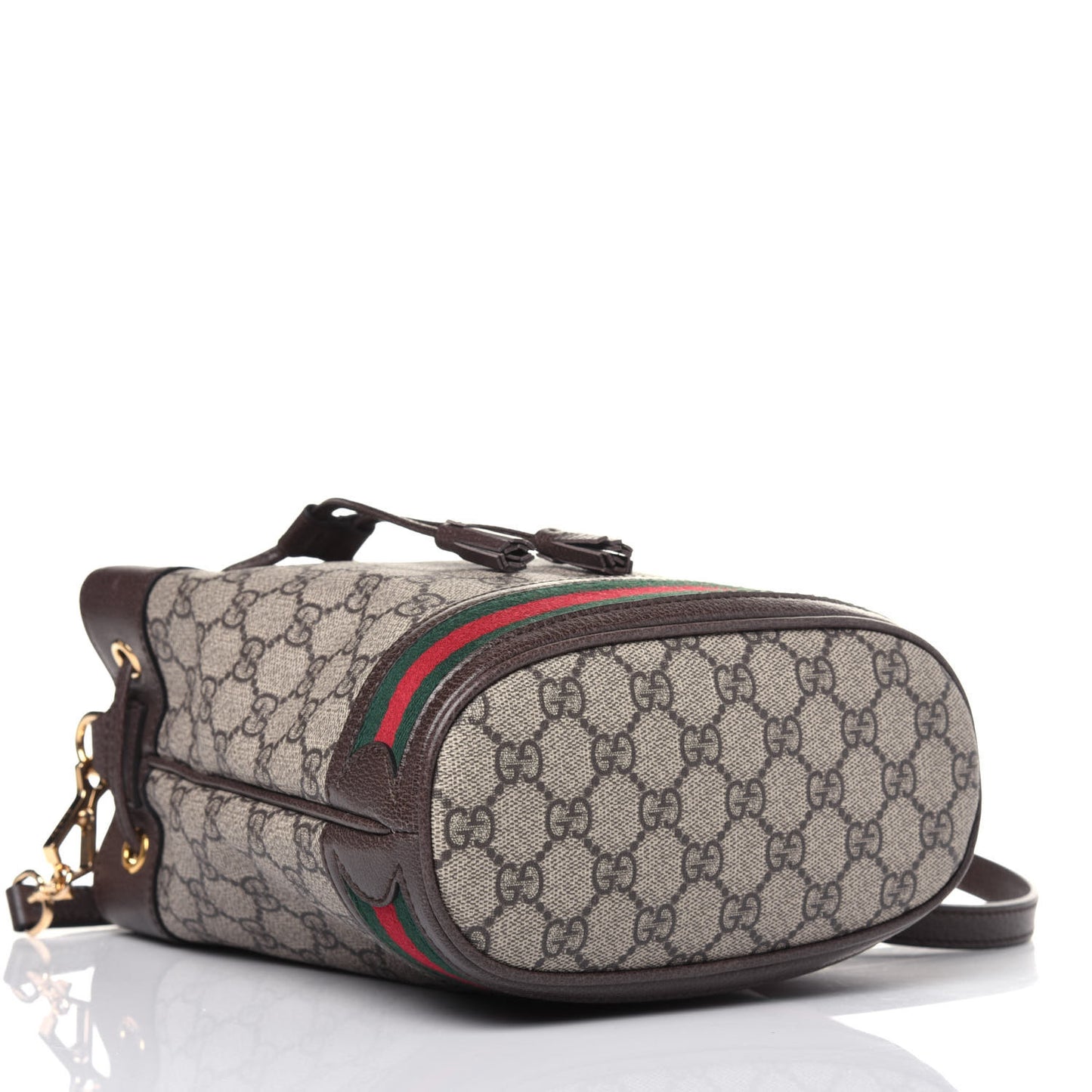 GG Supreme Monogram Web Small Ophidia Bucket Bag Brown