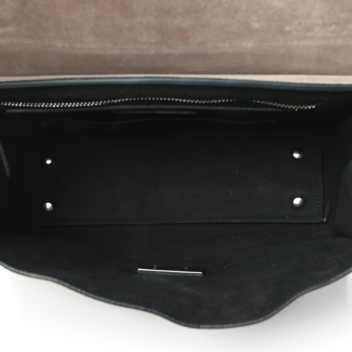 Suede Medium Shark Lock Satchel Taupe