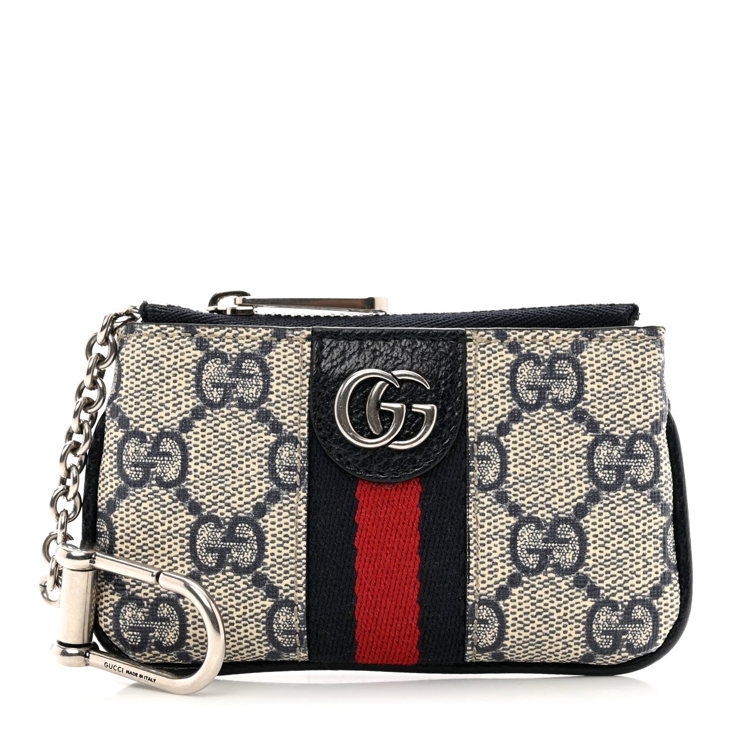 GG Supreme Monogram Web Ophidia Key Case Beige Blue