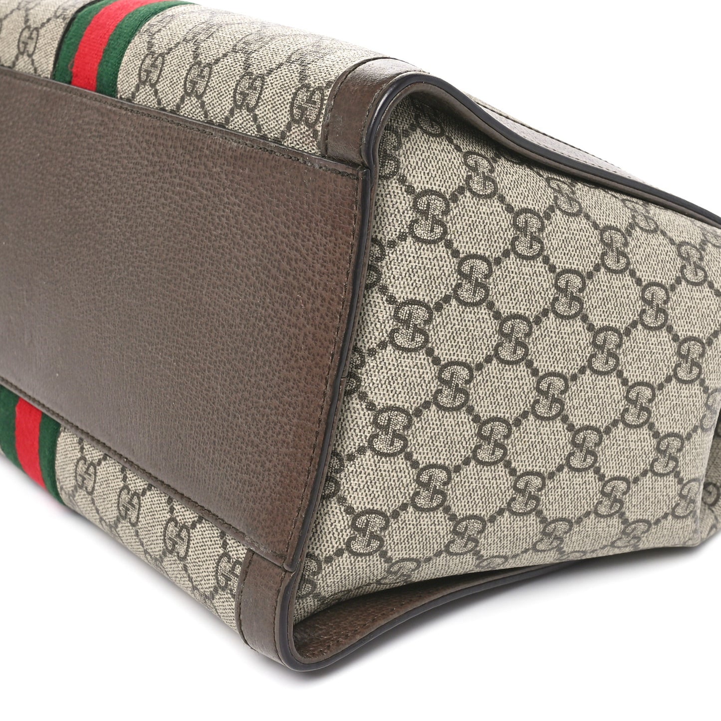 GG Supreme Monogram Web Medium Ophidia Tote Bag Brown