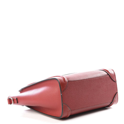 Celine Drummed Calfskin Nano Luggage Merlot 3 of 9