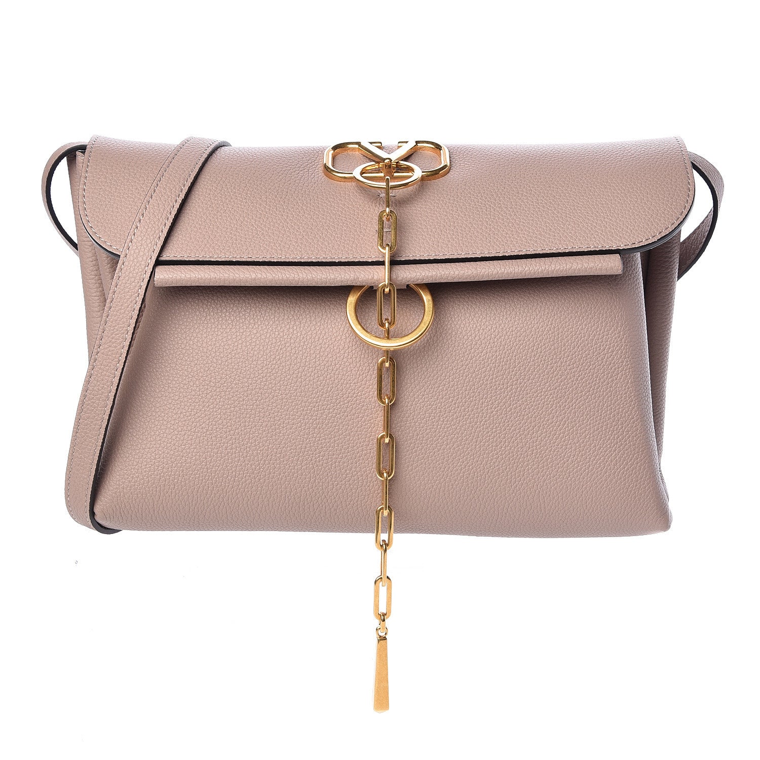 Valentino Garavani Calfskin VChain Crossbody Bag Poudre 1 of 9