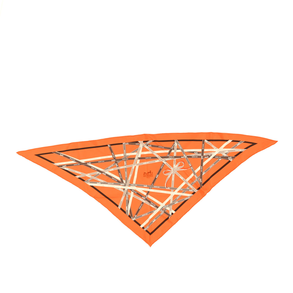 Silk Pointu Triangle Bolduc Scarf Orange