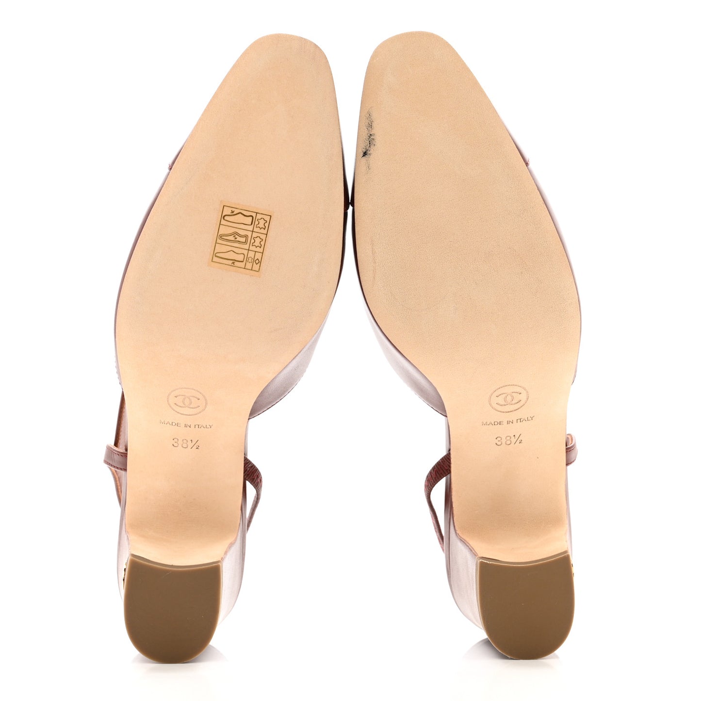 Calfskin Cap Toe CC Slingback Pumps 38.5 Brown