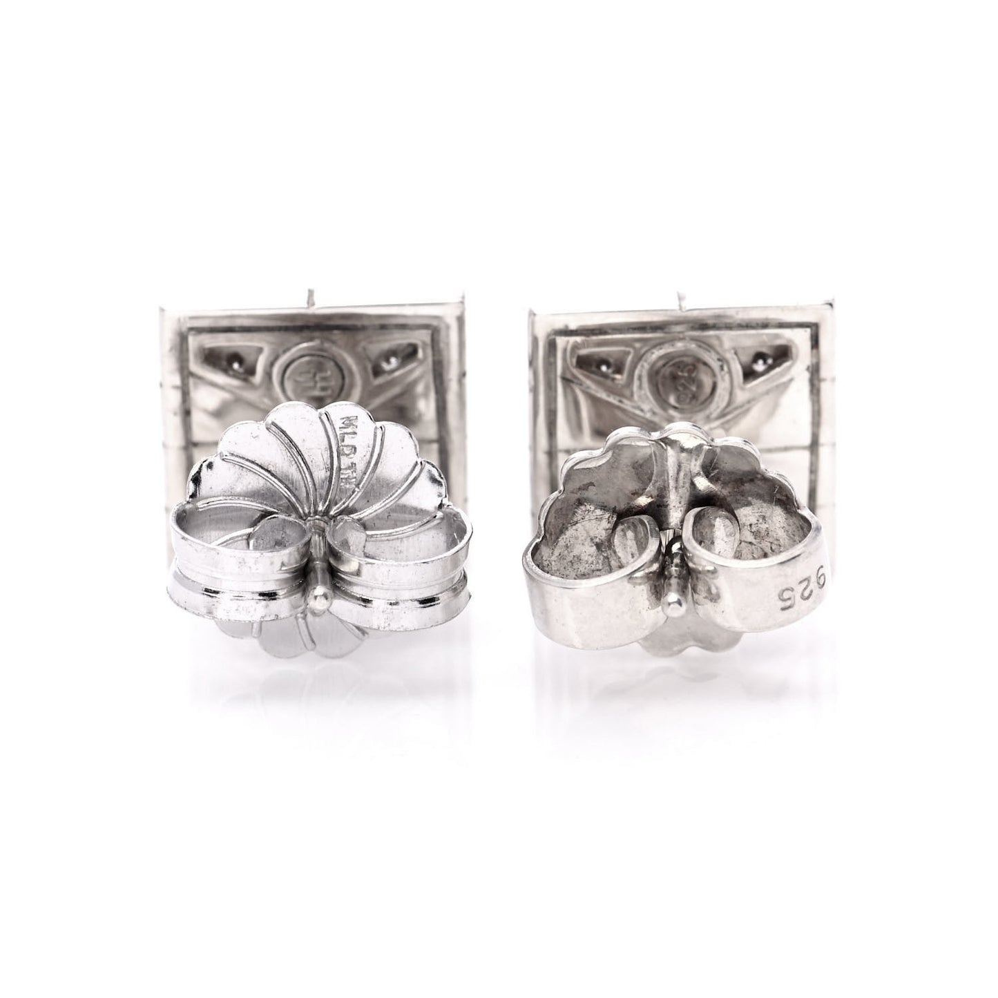 Sterling Silver Diamond Modern Chain Square Earrings