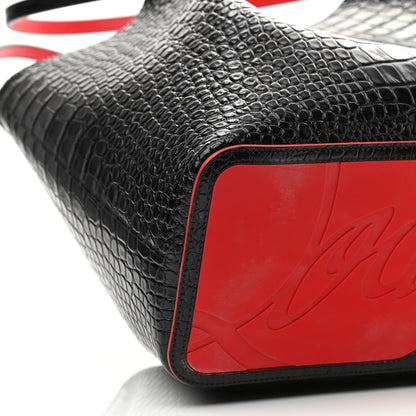 Christian Louboutin Crocodile Embossed Calfskin Spiked Cabarock Shopper Tote Black 8 of 9