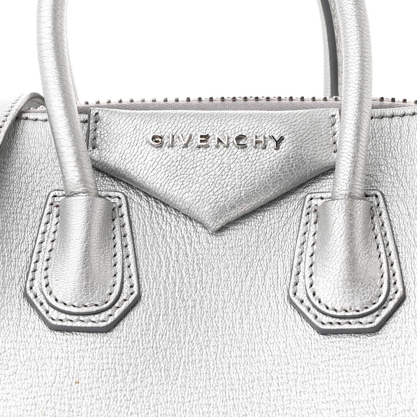 Metallic Sugar Goatskin Mini Antigona Silver