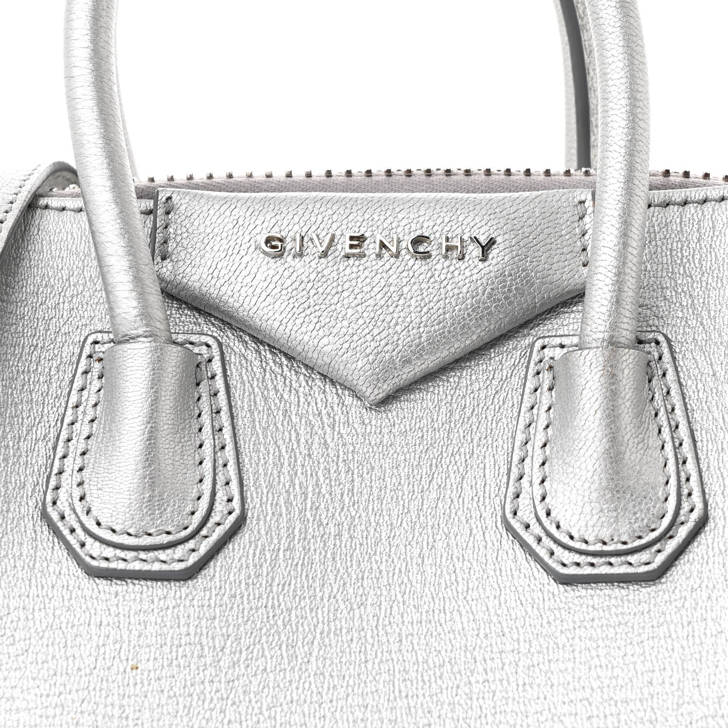 Givenchy Metallic Sugar Goatskin Mini Antigona Silver 8 of 10