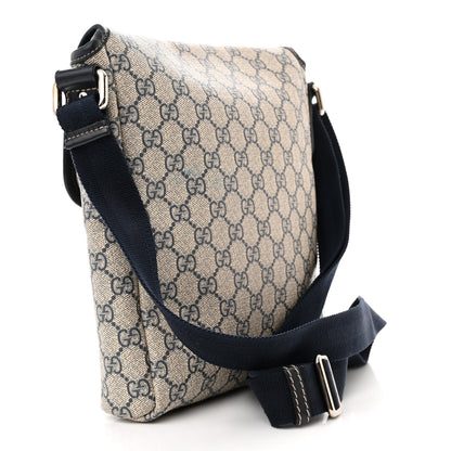 Gucci GG Plus Monogram Sellieria Calfskin Small Flap Messenger Bag Beige Blue 3 of 16