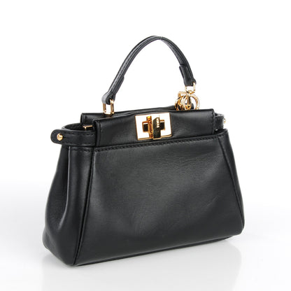 Fendi Nappa Micro Peekaboo Iconic Satchel Black 3 of 9