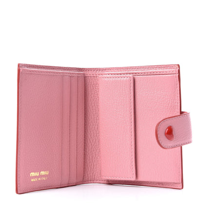 Miu Miu Goatskin Madras Love Forever Wallet Rosa 5 of 7