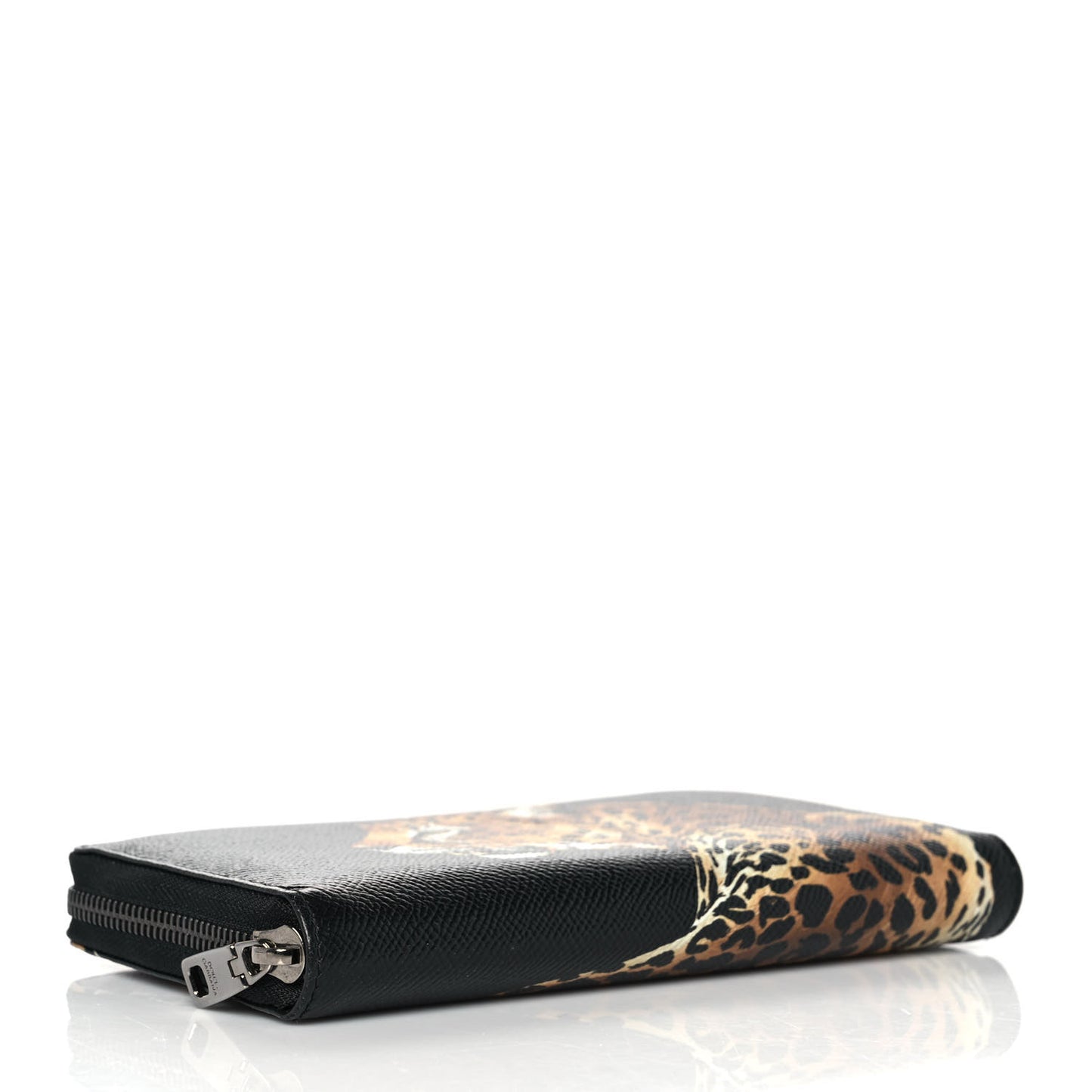 Dauphine Leopard Zip Around Wallet Black