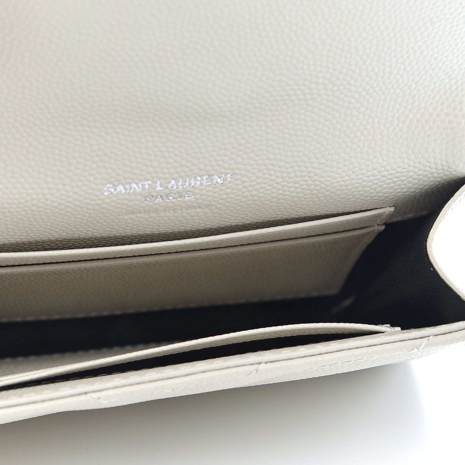 Saint Laurent Grain De Poudre Matelasse Chevron Small Monogram Envelope Wallet Crema Soft 5 of 11