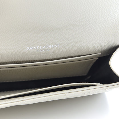Saint Laurent Grain De Poudre Matelasse Chevron Small Monogram Envelope Wallet Crema Soft 5 of 11