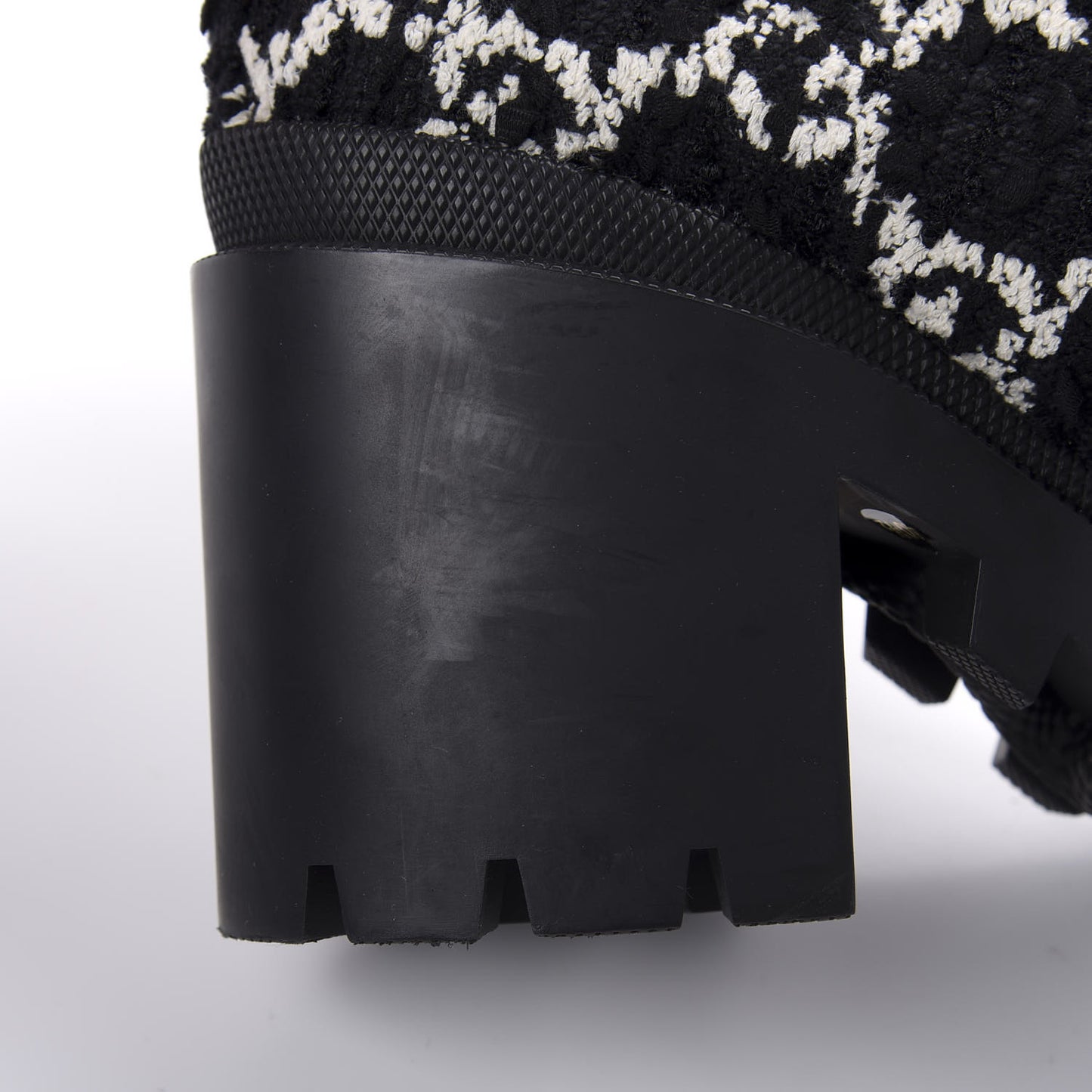 Tweed GG Monogram Lace Up Combat Ankle Boots 40.5 Black