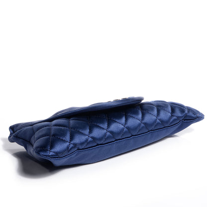 Chanel Satin Quilted Half Moon Clutch Blue 4 of 8